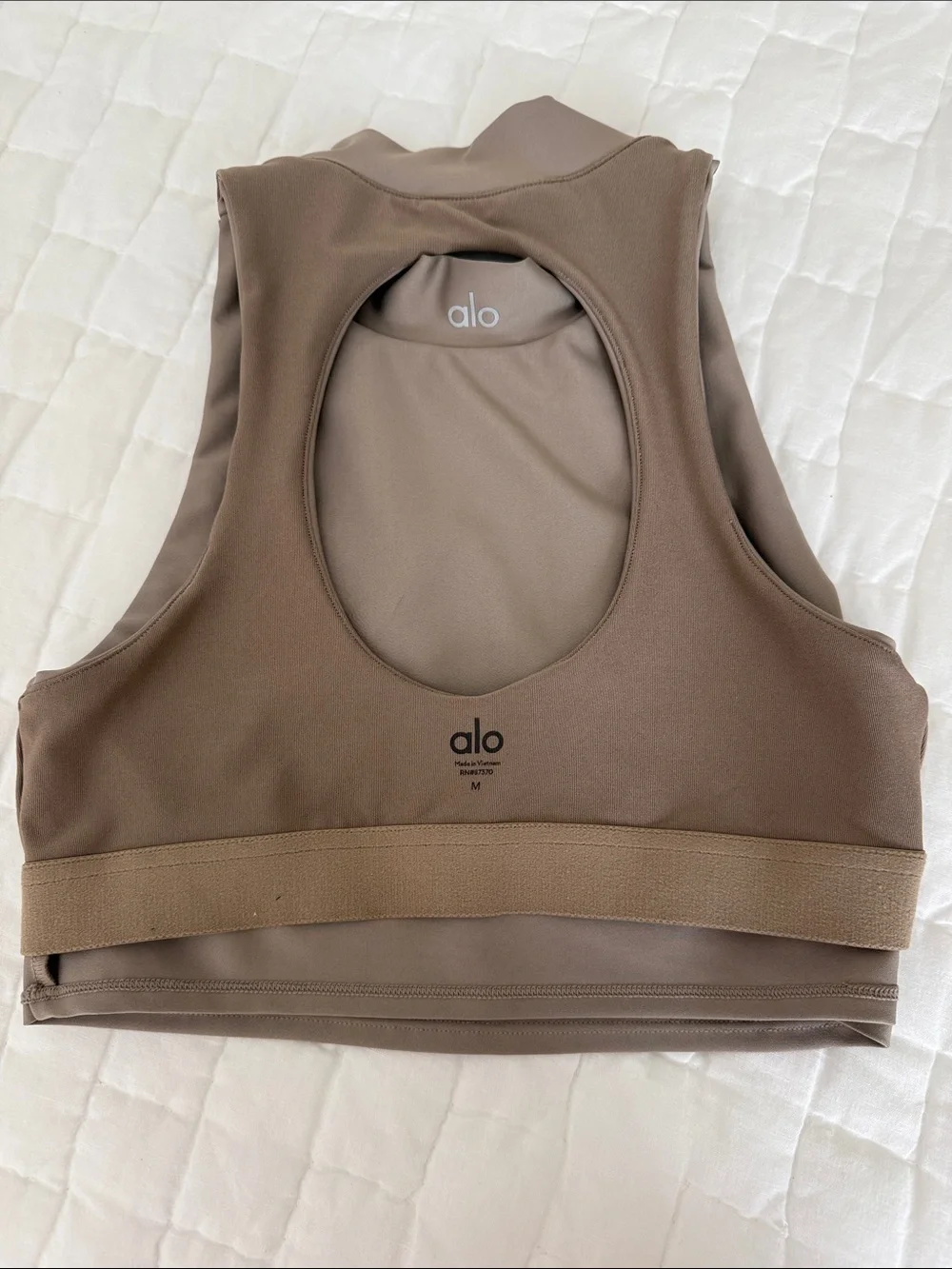 ALO Yoga Airlift Fuse High Neck Crop Bra Tank in Gravel